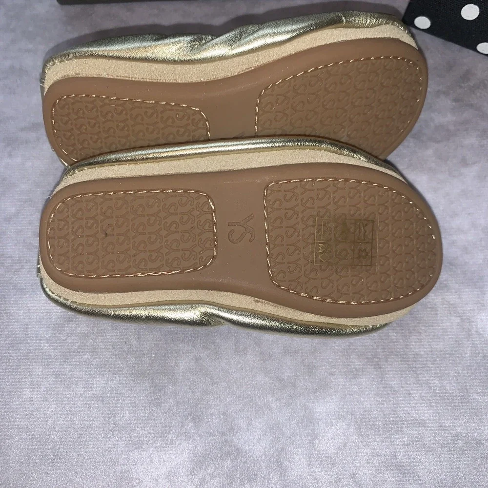 Yosi Samra Little Girl Shoes Size 6C Ballet Flats Gold Sammie Slip On Runs Small